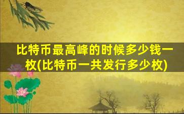 比特币最高峰的时候多少钱一枚(比特币一共发行多少枚)