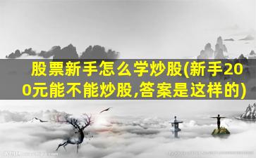 股票新手怎么学炒股(新手200元能不能炒股,答案是这样的)